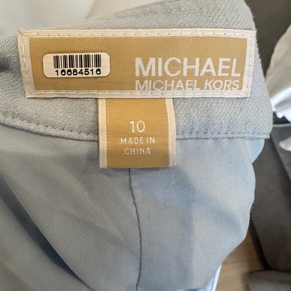 Michael Kors Blue Linen Trouser Shorts SIZE 10 Pleated Wide Leg Designer $125 - Picture 11 of 11